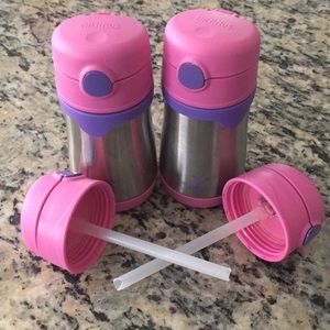 2 pink Foogo Thermos stainless steel water bottles